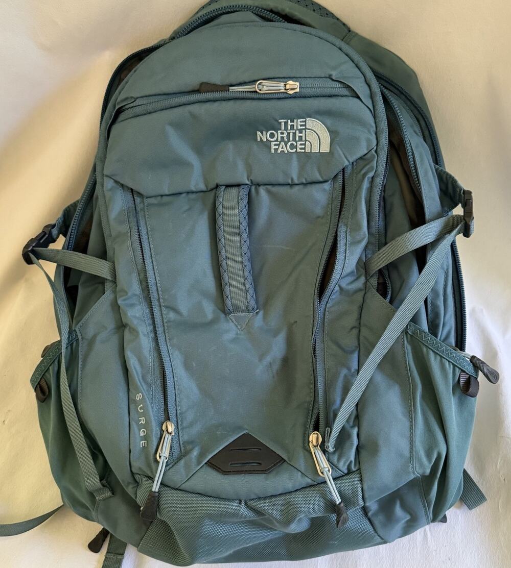 The North Face Surge Flex Vent Blue Backpack Hiking School Commute Travel Bag